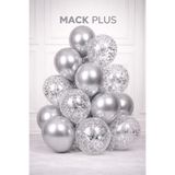 MACK PLUS 10’lu Gümüş ve Şeffaf Balon Seti – Gümüş Pul Detaylı Şık Parti Balonları