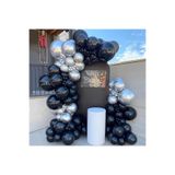 MACK PLUS 10’lu Siyah & Gümüş Krom Balon Seti – 12 inç | Zarif ve Şık Parti Balonları