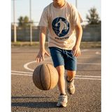 Mackays Erkek Çocuk Basketbol Baskılı %100 Pamuklu Tişört Şort 2’li Takım Yazlık Pamuklu Lacivert Şortlu - 13 Yaş - Bej