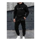 macklin Erkek Black Baskılı Oversize 3 İplik Kapüşonlu Eşofman Takımı
