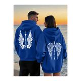 macklin Sevgili Çift Kombini Angel and Guardian Baskılı Özel Tasarım Kapüşonlu Sweatshirt 2li Set Takım