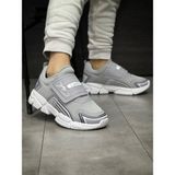 Mackrock Sports Çocuk Ortopedik Cırtlı Esnek Hafif Nefes Alabilen Unisex File Çocuk Sneaker Spor Ayakkabı - Gri