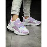 Mackrock Sports Çocuk Ortopedik Cırtlı Esnek Hafif Nefes Alabilen Unisex File Çocuk Sneaker Spor Ayakkabı - Lila - Beyaz