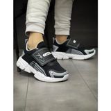Mackrock Sports Çocuk Ortopedik Cırtlı Esnek Hafif Nefes Alabilen Unisex File Çocuk Sneaker Spor Ayakkabı - Siyah