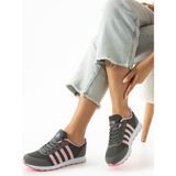 Mackrock Sports Mackrock Kadın Hafif Esnek Yürüyüş Sneaker Spor Ayakkabı File Bağcıklı Düz Taban 2024 - Füme - Pembe