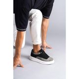 Mackrock Sports Süet Bağcıklı Erkek Spor Sneaker Ortopedik Taban Günlük Ayakkabı - Siyah - Gri