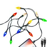MACLARONX 2 Adet Noel Işık Kabloları USB Tip-C - Tip-C Şarj Kablosu Şarj Kablosu 4.5 FT/10 LED Tatil Dize Ampul Güç Kabloları Samsung Android Telefon/i 15/Plus/Pro/Max/Ultra ile Uyumlu