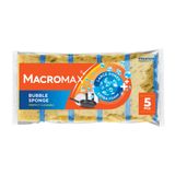 MACRO MAX Bubble Bulaşık Süngeri 5'li Paket, Büyük Gözenekli Ekstra Köpük Teknolojisi