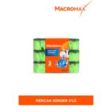 MACRO MAX Mercan Bulaşık Süngeri 3'lü Paket, Büyük Gözenekli Bol Köpük Sağlayan Ergonomik Sünger