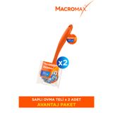 MACRO MAX Saplı Ovma Teli Ergonomik Paslanmaz Çelik Bulaşık Fırçası 2 Adet