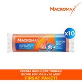 Macromax 10'lu Paket Ekstra Güçlü Çöp Torbası Büyük Boy 65x80 cm Turuncu