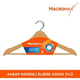 Macromax Ahşap Desenli Elbise Askısı 3'lü - Ahşap Rengi