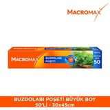 Macromax Buzdolabı Poşeti Büyük Boy 50 Adet (30x45 cm), Geniş Hacimli Saklama ve Dondurucu Poşeti
