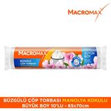 Macromax Büzgülü Çöp Torbası Büyük Boy 65x70 cm Manolya Kokulu 10 Adet Süper Paket Şeffaf