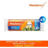 Macromax Büzgülü Çöp Torbası Büyük Boy Hanımeli 20'li X5