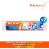 Macromax Büzgülü Çöp Torbası Büyük Boy Manolya Kokulu 10’lu X7 Beyaz Renkli Dayanıklı Malzeme