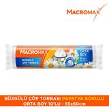 Macromax Büzgülü Çöp Torbası Orta Boy (55x60cm) Papatya Kokulu 10 Adet - Şeffaf