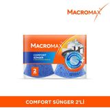 Macromax Comfort Çizmez Temizlik Süngeri 2'li Mavi Maksimum Emici Hızlı Kuruma Özelliğiyle
