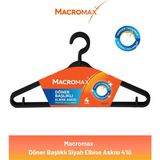 Macromax Döner Başlıklı Elbise Askısı Siyah 4'lü