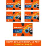 Macromax Ekstra Güçlü Bulaşık Süngeri 2'li X5 Paket 10 Adet Mutfak Süngeri Yağ Sökücü Bulaşık Yıkama Süngeri Dayanıklı Oluklu Sünger