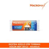 Macromax Ekstra Güçlü Çöp Torbası Küçük Boy 40x50 cm 30 Adet Soft Kokulu Sızdırmaz ve Yırtılmaz