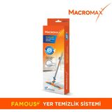 Macromax Famous+ Düz Mop Yer Temizlik Sistemi, Islak ve Kuru Kullanım, 360 Döner Başlıklı Pratik Paspas - Turuncu