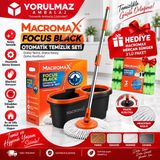 Macromax Focus Black Otomatik Temizlik Seti + 3’lü Mercan Sünger Hediye – Döner Başlıklı Mikrofiber Mop
