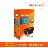 Macromax Focus Black Otomatik Temizlik Seti, Pedalsız Döner Sıkmalı 360 Başlıklı Mikrofiber Paspas