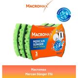 Macromax Mercan Bulaşık Süngeri 3'lü Paket, Büyük Gözenekli Bol Köpük Sağlayan Ergonomik Sünger