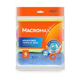 Macromax Mikrofiber Temizlik Bezi 4'lü Paket, Çok Amaçlı Toz Alma ve Yüzey Silme Bezi