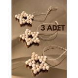 Macrome Kids Doğal 7 Cm Üçlü Ahşap Boncuktan Yıldız | El Yapımı Dekoratif Süs | Bohem Ev & Çocuk Odası Aksesuarı