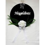 Macrome Kids Vintage Siyah Hoşgeldiniz Kapı Süsü 30 cm – El Yapımı Yapay Gül ve Kurdele Detaylı, Şık Bohem Rustik Tasarım, Dış Kapı ve Duvar Dekoru Için Uygun, Evinize Zarif ve Sıcak Karşılama Katın, El Emeği - Siyah-Siyah
