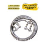 Macrostar Çelik Araç Çekme Halatı 7 mm Pvc Kaplı Çekme Halatı 3 Metre