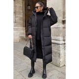 Mad Girls Koyu Siyah Uzun Şişme Mont MG1303 - XL