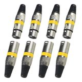 MAD OWL 3-pin XLR Kablo Konektörü Erkek ve Dişi DMX Sinyal Kablosu veya Ses Mikser Mikrofon Konektörü (Metal Kabuk 4 Takım Sarı)