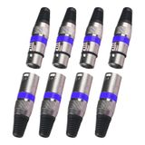 MAD OWL DMX Sinyal Kablosu veya Ses Mikseri Mikrofon Konektörü için 3-pin XLR Kablo Konektörü Erkek ve Dişi (Metal Kabuk 4 Takım Mavi)