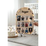 Mad Tasarım 48 1 Yaş 12 Ay Doğumgünü Kişiye Özel 3D Boho Temalı Ahşap Fotoğraf Panosu Büyük Boy