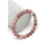 Madagaskar Pembe Kuvars Doğal Taş Bileklik 8 mm Küre Kesim - BLK-2235