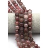 Madagaskar Pembe Kuvars Doğal Taş Dizi 12 Mm Küre Kesim - Dz-0853