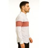 Madalyon Kırmızı Beyaz Spor Slim Fit Gömlek - 2XL - Beyaz - Kırmızı