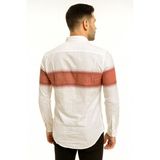 Madalyon Kırmızı Beyaz Spor Slim Fit Gömlek - Beyaz - Kırmızı