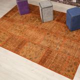 Madalyon Patchwork El Dokuma Antik Anadolu Halı Orange Country (300 x 400)