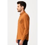 Madalyon Tek Cep Kapalı Slim Fit Gömlek - Hardal