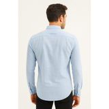 Madalyon Tek Cep Kapalı Slim Fit Gömlek - Mavi