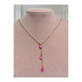 Madam Bikan Gold Renk Pembe 3 Lü Kalp Y Kolye