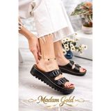 madam gold ÖZEL ÜRETİM Kadın Büyük Numara Günlük Dışarı Terliği 41 42 Ortopedik Taban Kaymaz Günlük Şık Terlik