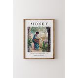 Madam Monet Nakış - Claude Monet - Ahşap Desenli Çerçeve, Ceviz, 50 x 70