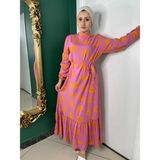 Madam Sisu Kadın Kooperatifi Tesettür Elbise Viskon Elbise Yazlık Elbise Günlük Elbise - 00406 Pembe - 48 - 50