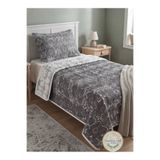Madame Asel Home PİKE YATAK ÖRTÜSÜ TEK KİŞİLİK % PAMUK KAPİTONE Gri pike gry etnik desen