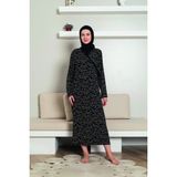Madame Clara Yandan Bağlamalı Kadın Mevsimlik Namaz Elbisesi, Terletmeyen Namaz Kıyafeti, Dökümlü Ferace - M - Siyah - Beyaz